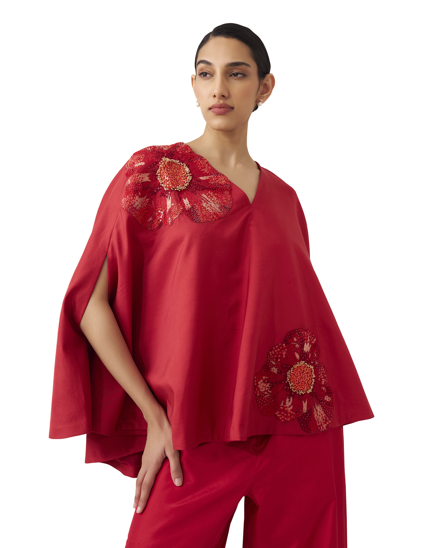 CARMINE POPPY CO-ORD SET
